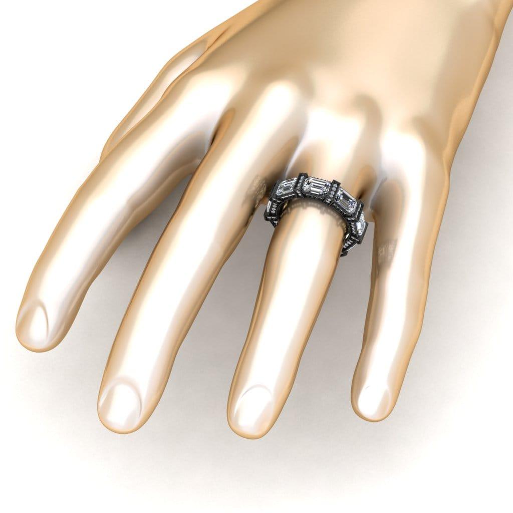 JBR Halo Emerald Luxury Sterling Silver Wedding Eternity Band - JBR Jeweler