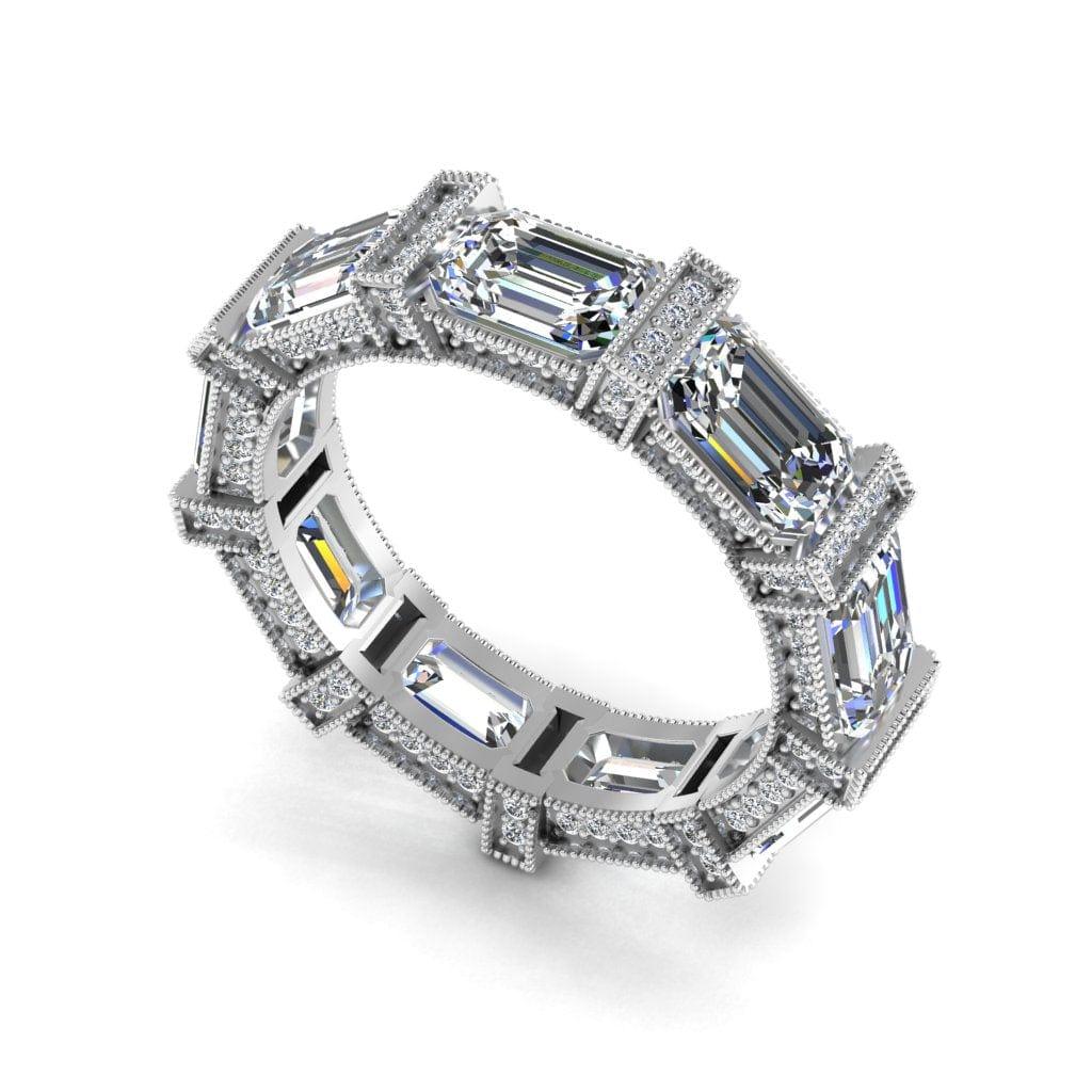 JBR Halo Emerald Luxury Sterling Silver Wedding Eternity Band - JBR Jeweler