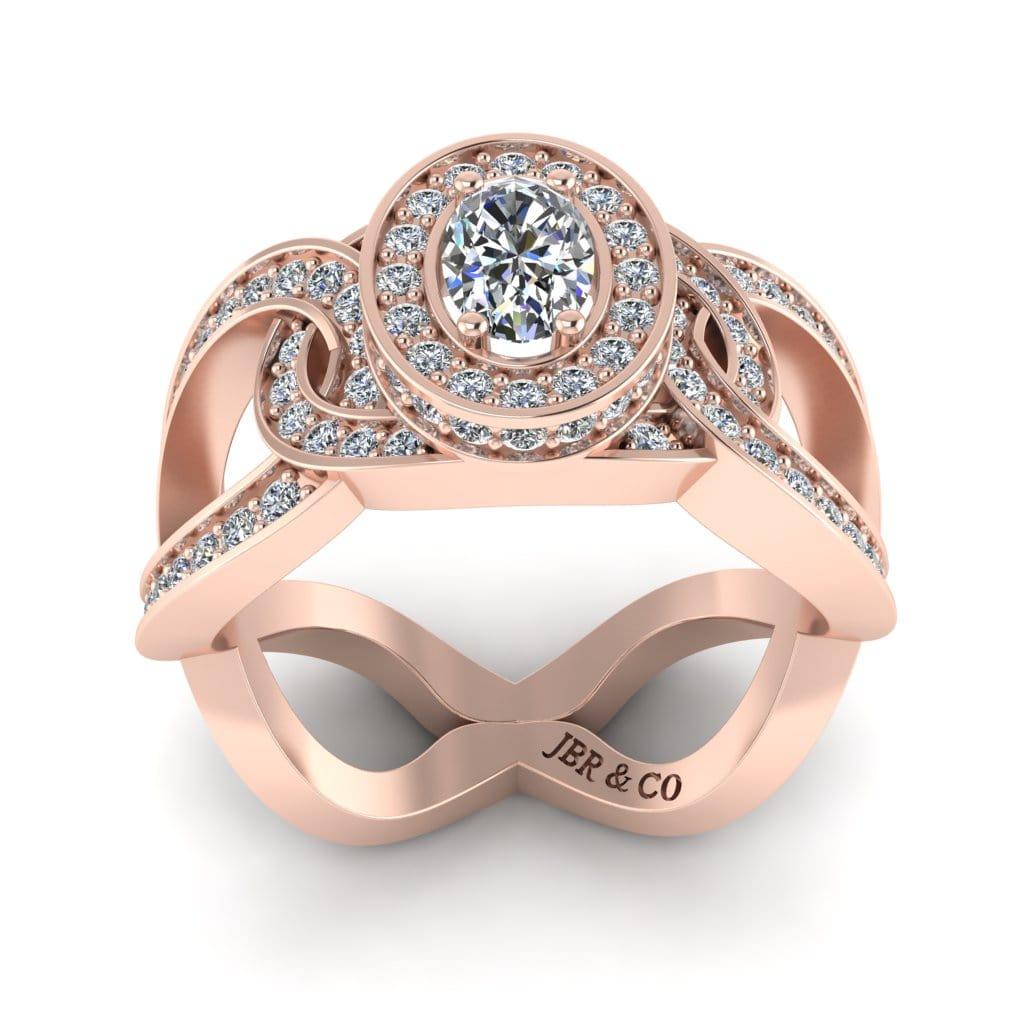 JBR Halo Intertwined Oval Cut Sterling Silver Wedding Ring - JBR Jeweler