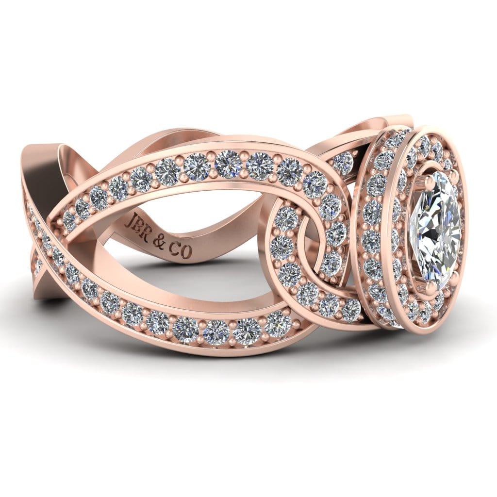 JBR Halo Intertwined Oval Cut Sterling Silver Wedding Ring - JBR Jeweler