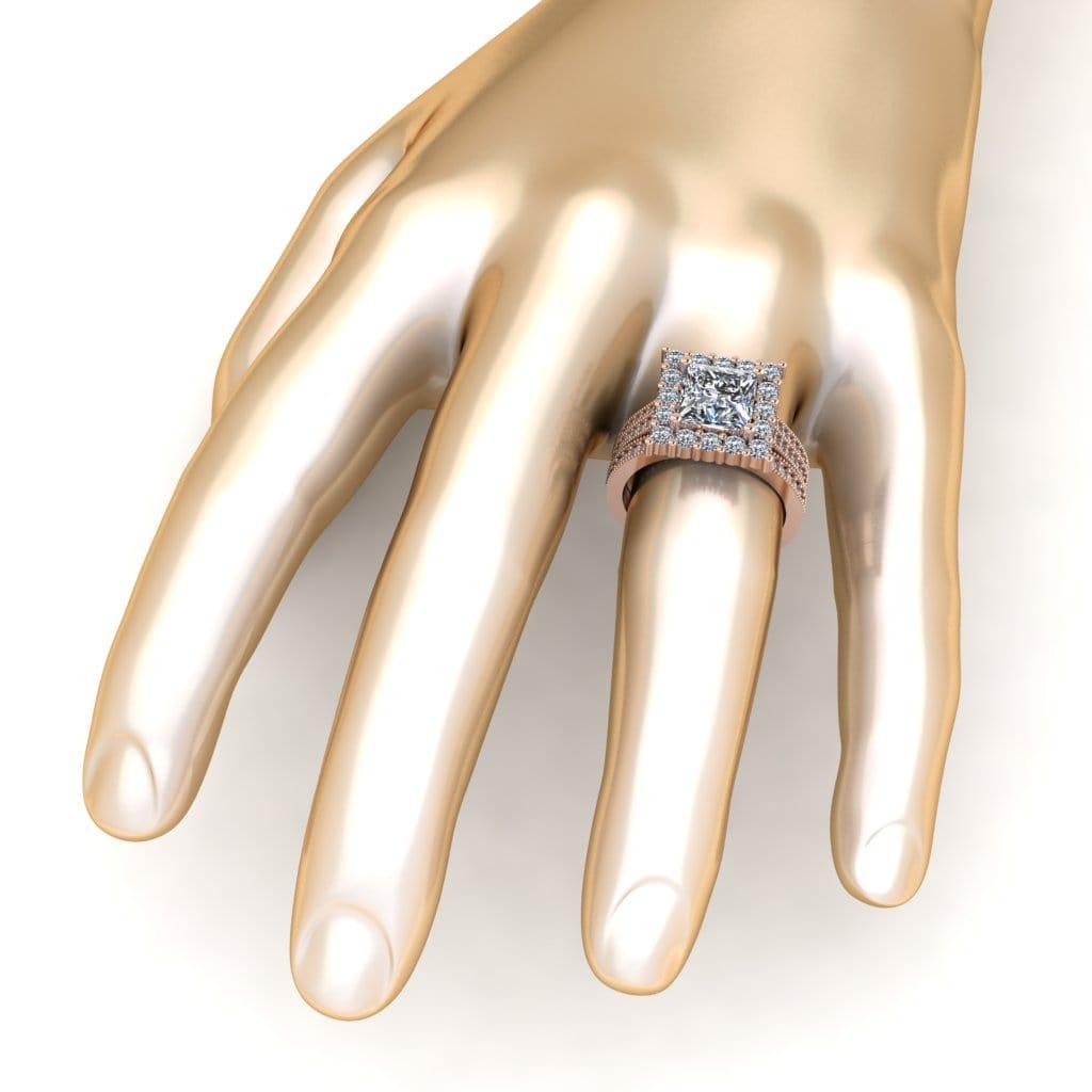 JBR Halo Princess Cut Diamond Sterling Silver Bridal Ring Set - JBR Jeweler