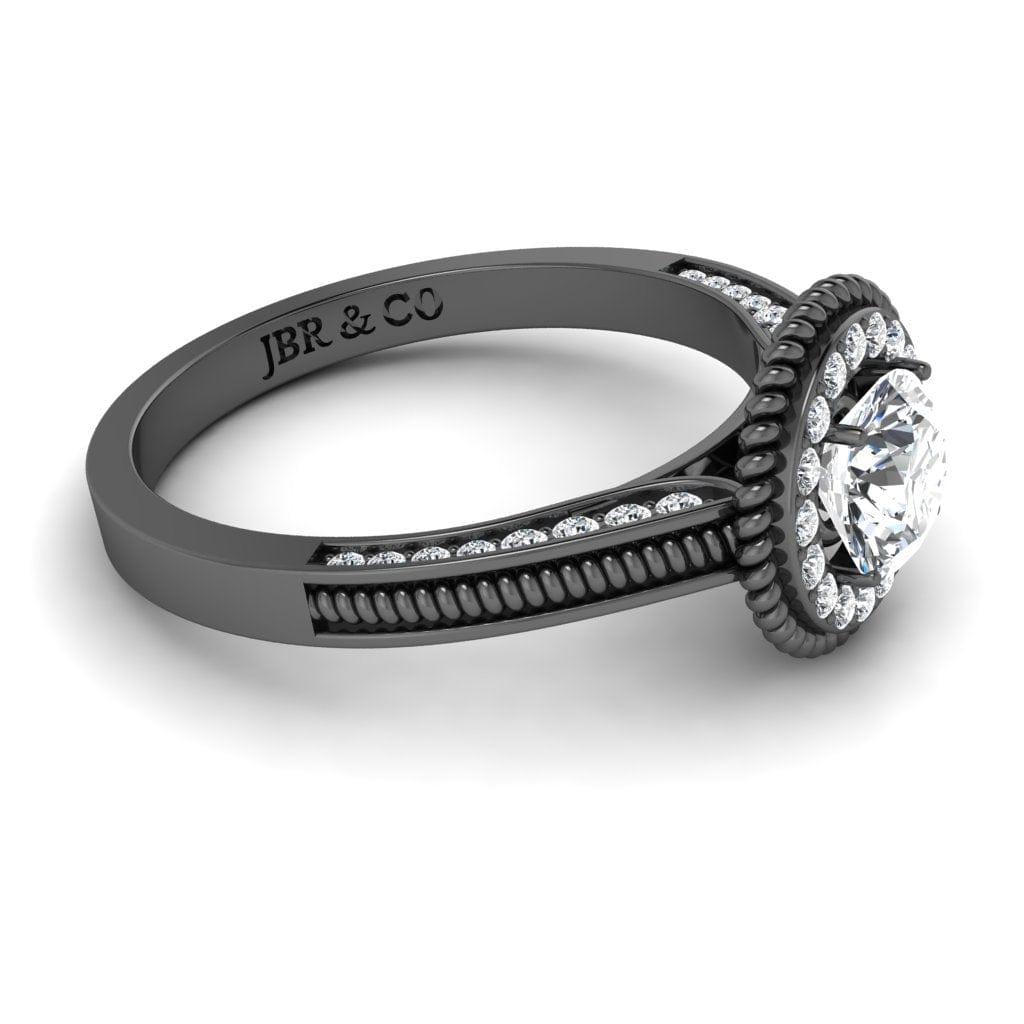JBR Halo Round Cut Rope Style Sterling Silver Promise Ring - JBR Jeweler