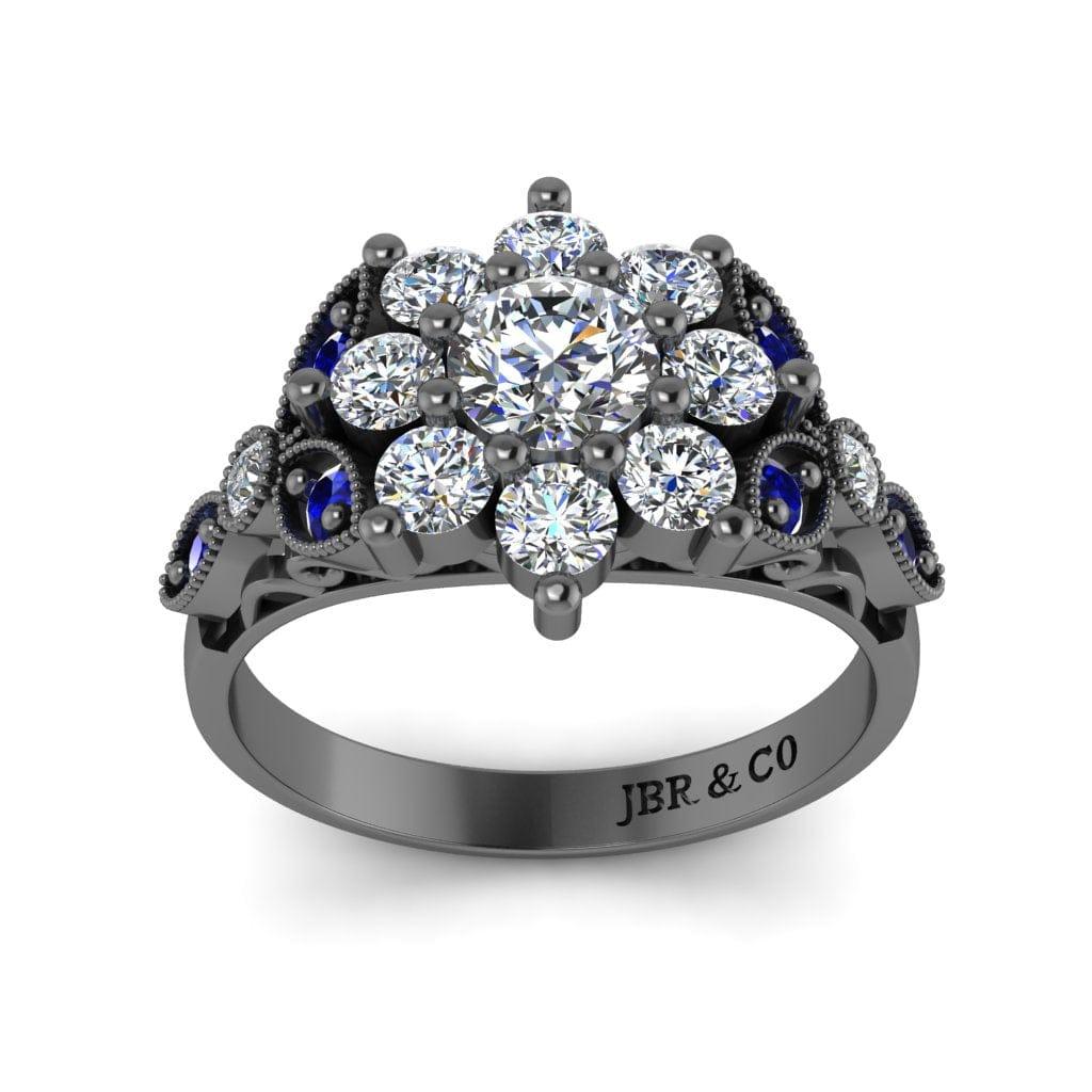 JBR Halo Set Round Cut Sterling Silver Ring - JBR Jeweler