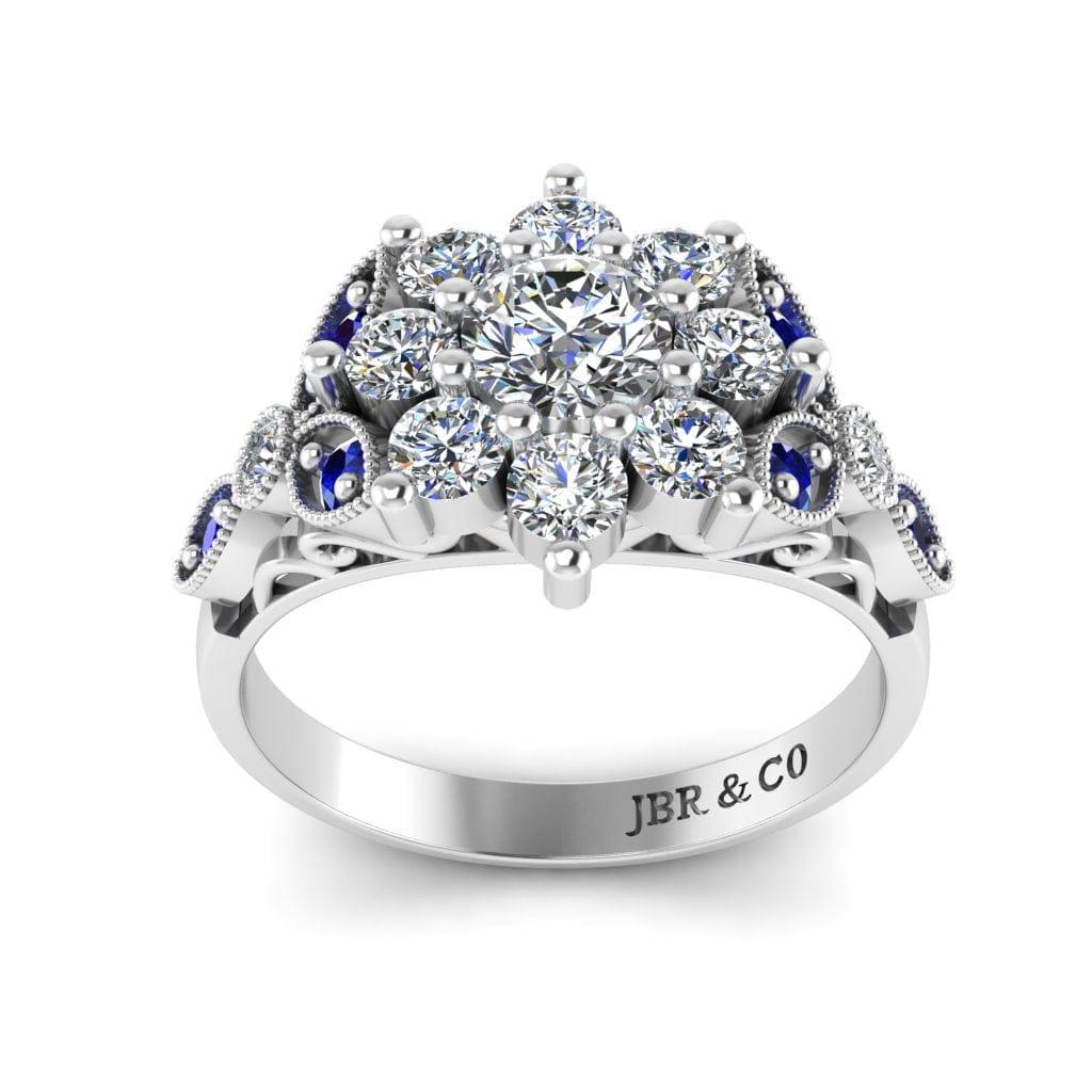 JBR Halo Set Round Cut Sterling Silver Ring - JBR Jeweler