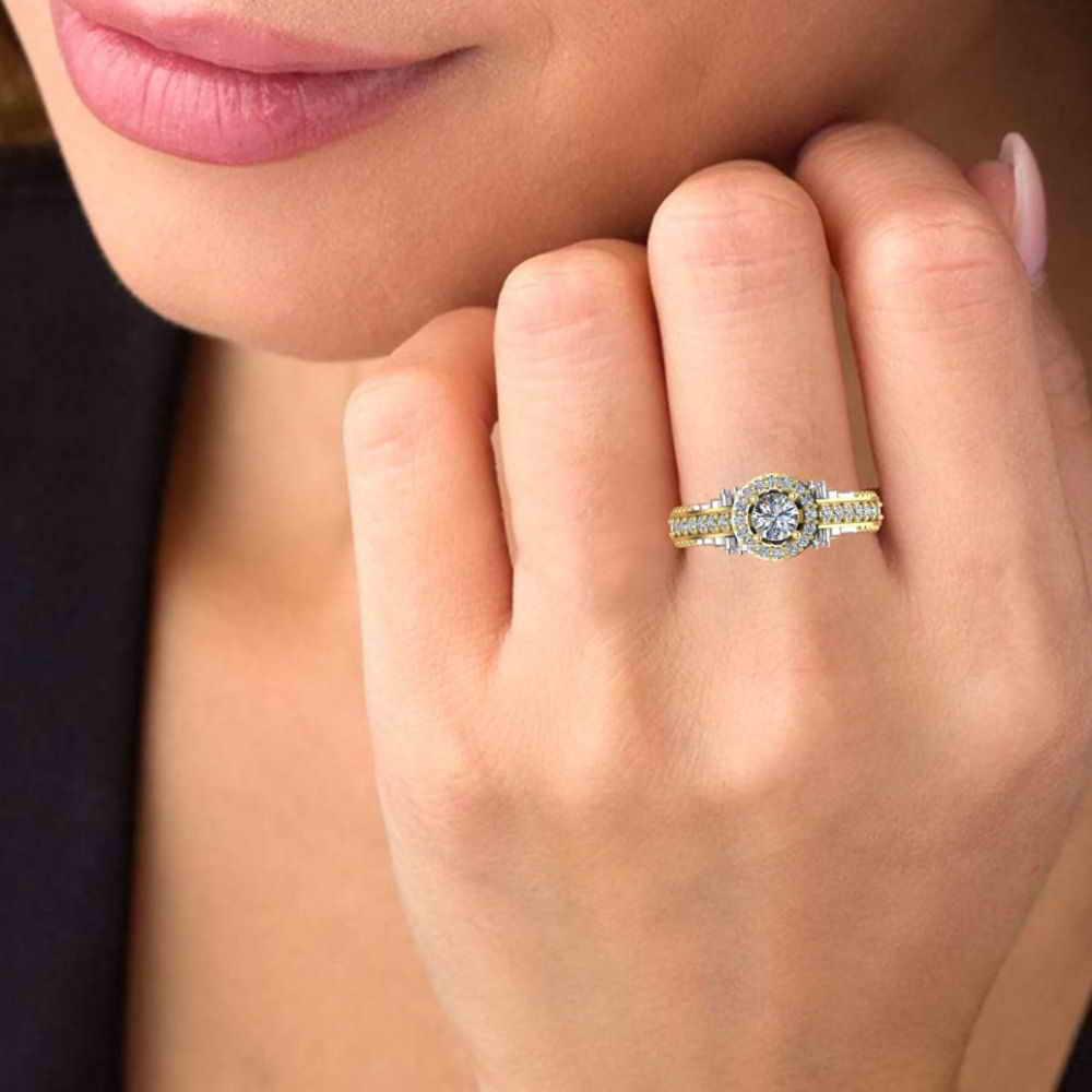 JBR Halo Unique Engagement Ring In S925 - JBR Jeweler