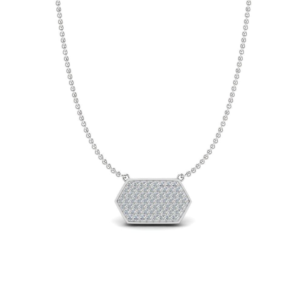 JBR Hexagon Round Diamond Sterling Silver Necklace - JBR Jeweler