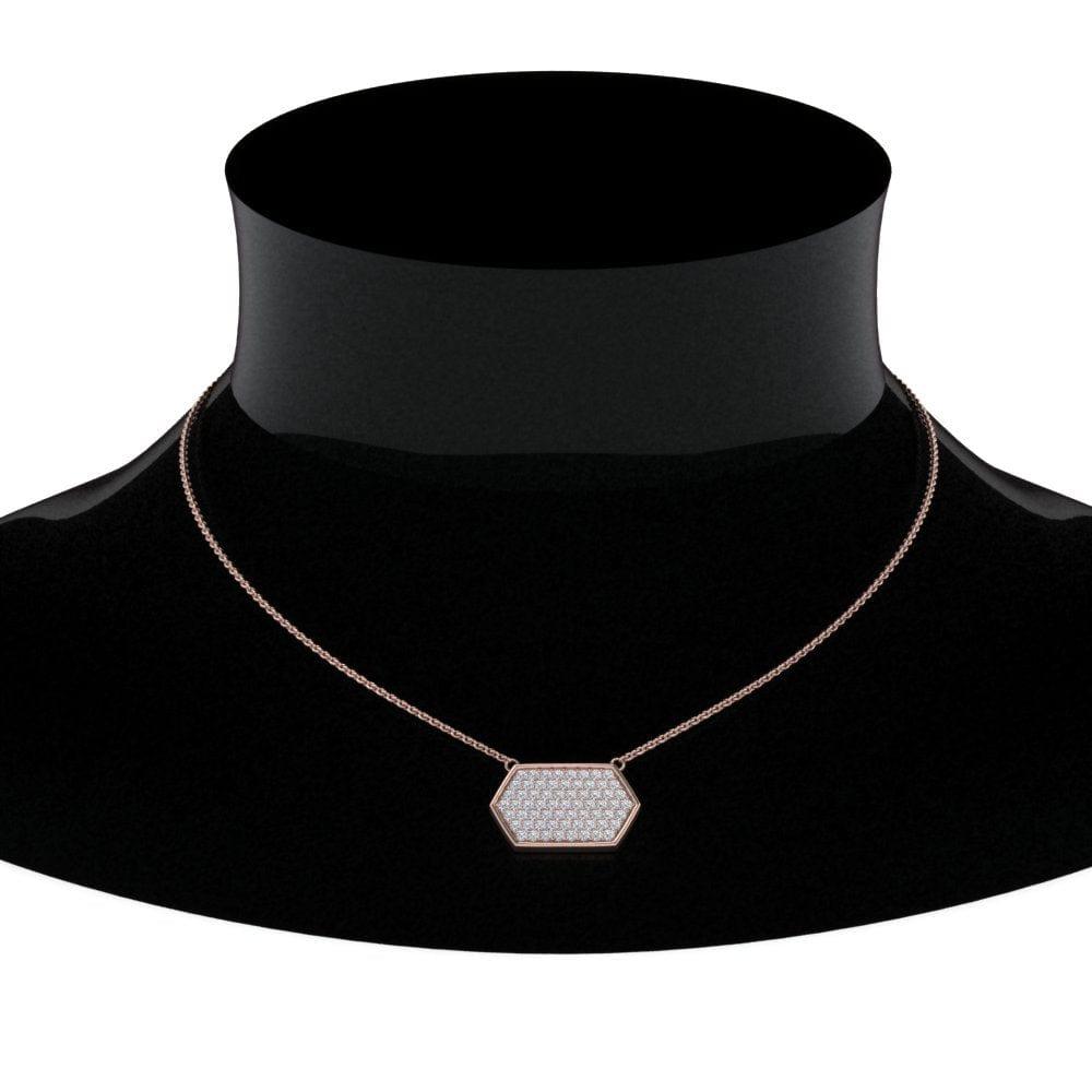 JBR Hexagon Round Diamond Sterling Silver Necklace - JBR Jeweler