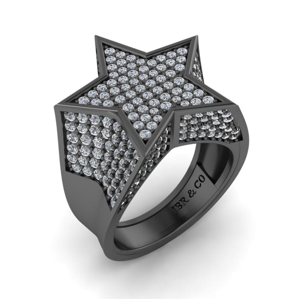 JBR Jeweler Silver Ring JBR Hip Hop Iced Out Star Micro Pave Diamond Ring