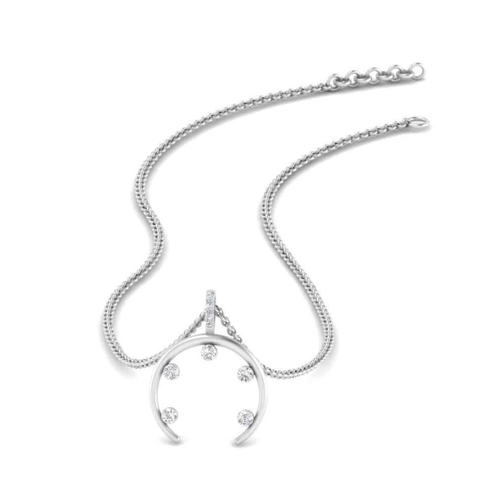 JBR Horn Curved Diamond Necklace In Sterling Silver - JBR Jeweler