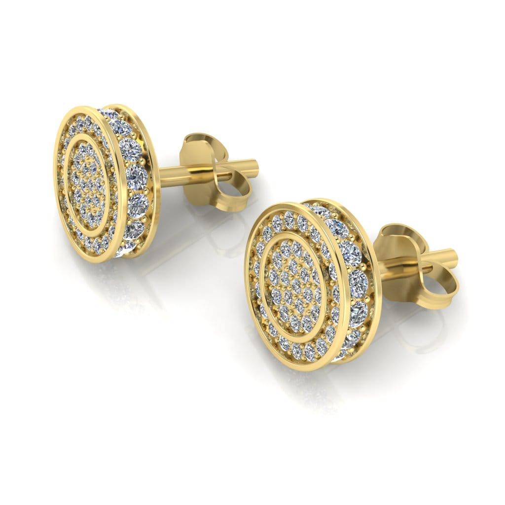 JBR Iced Out Round Cut Cluster Sterling Silver Stud Earrings for Men a