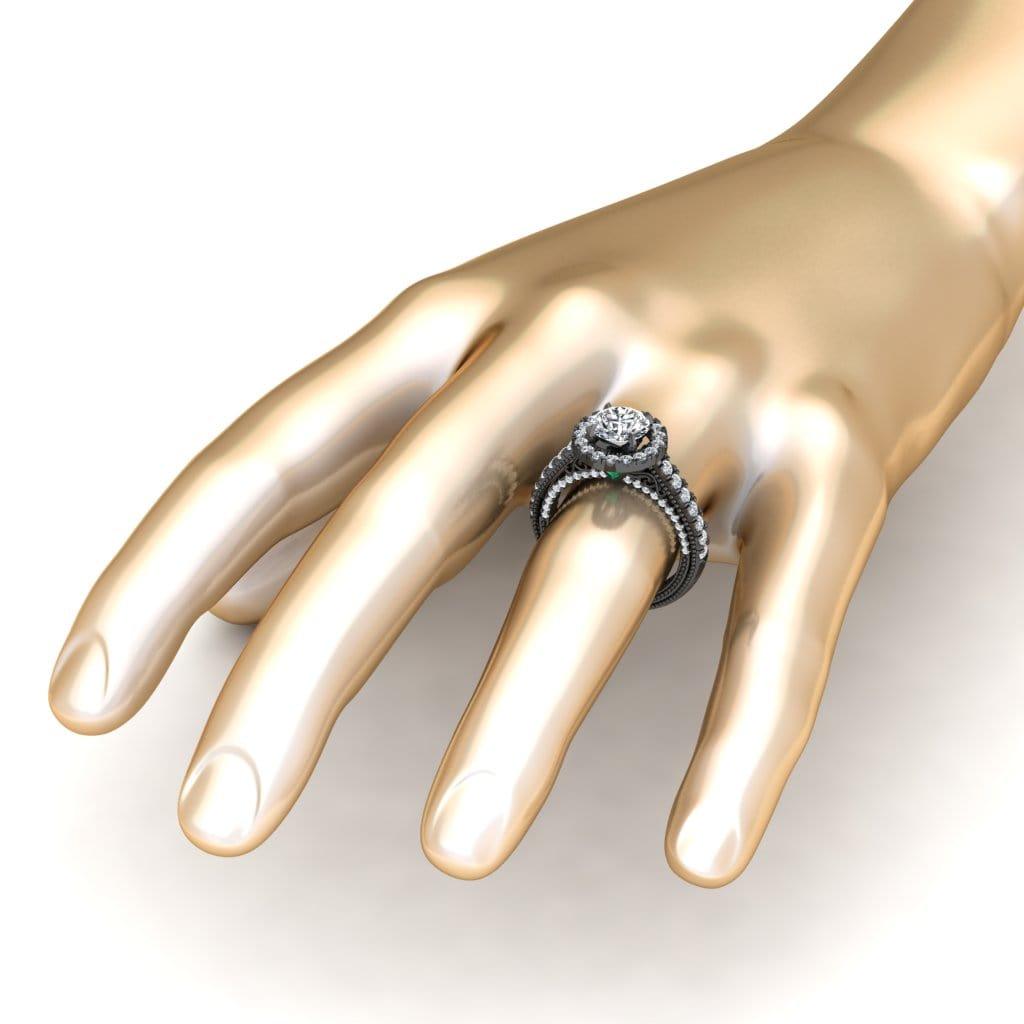 JBR illustration of Vintage Halo Round Cut Sterling Silver Ring - JBR Jeweler