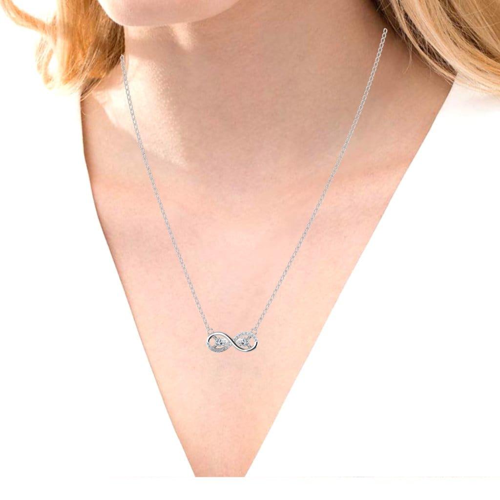 JBR Infinity Love Pear Cut Sterling Silver Jewelry Pendate Necklace - JBR Jeweler