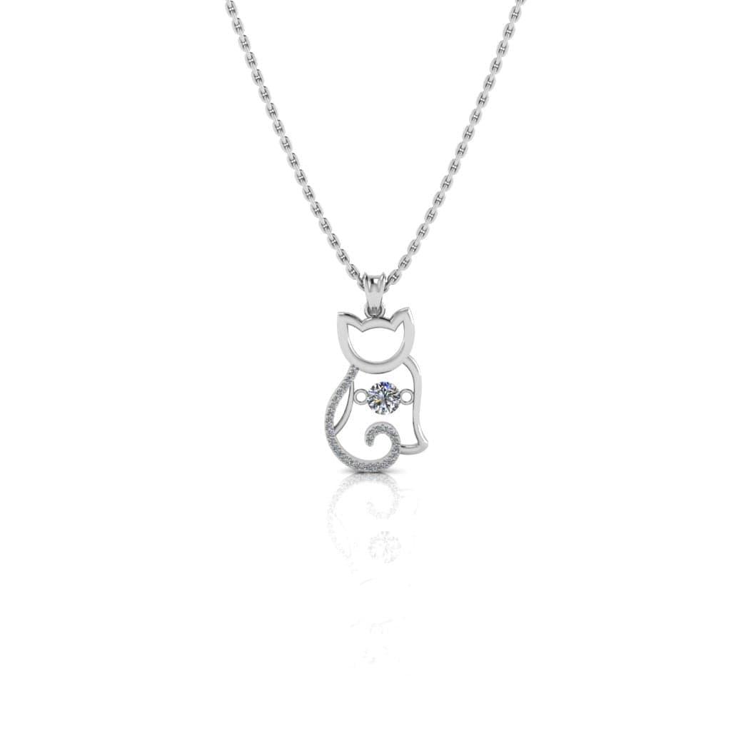 JBR Kitten Heartbeat Diamond Sterling Silver Necklace - JBR Jeweler