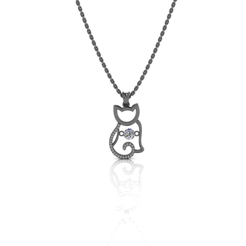 JBR Kitten Heartbeat Diamond Sterling Silver Necklace - JBR Jeweler