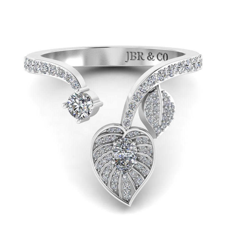 JBR Leaf Pattern Cocktail Sterling Silver Ring for Women - JBR Jeweler