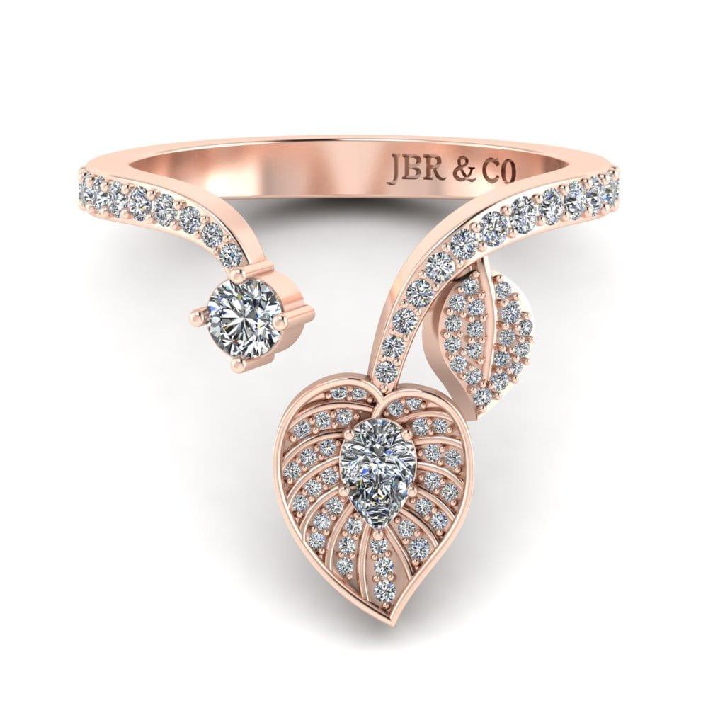JBR Leaf Pattern Cocktail Sterling Silver Ring for Women - JBR Jeweler