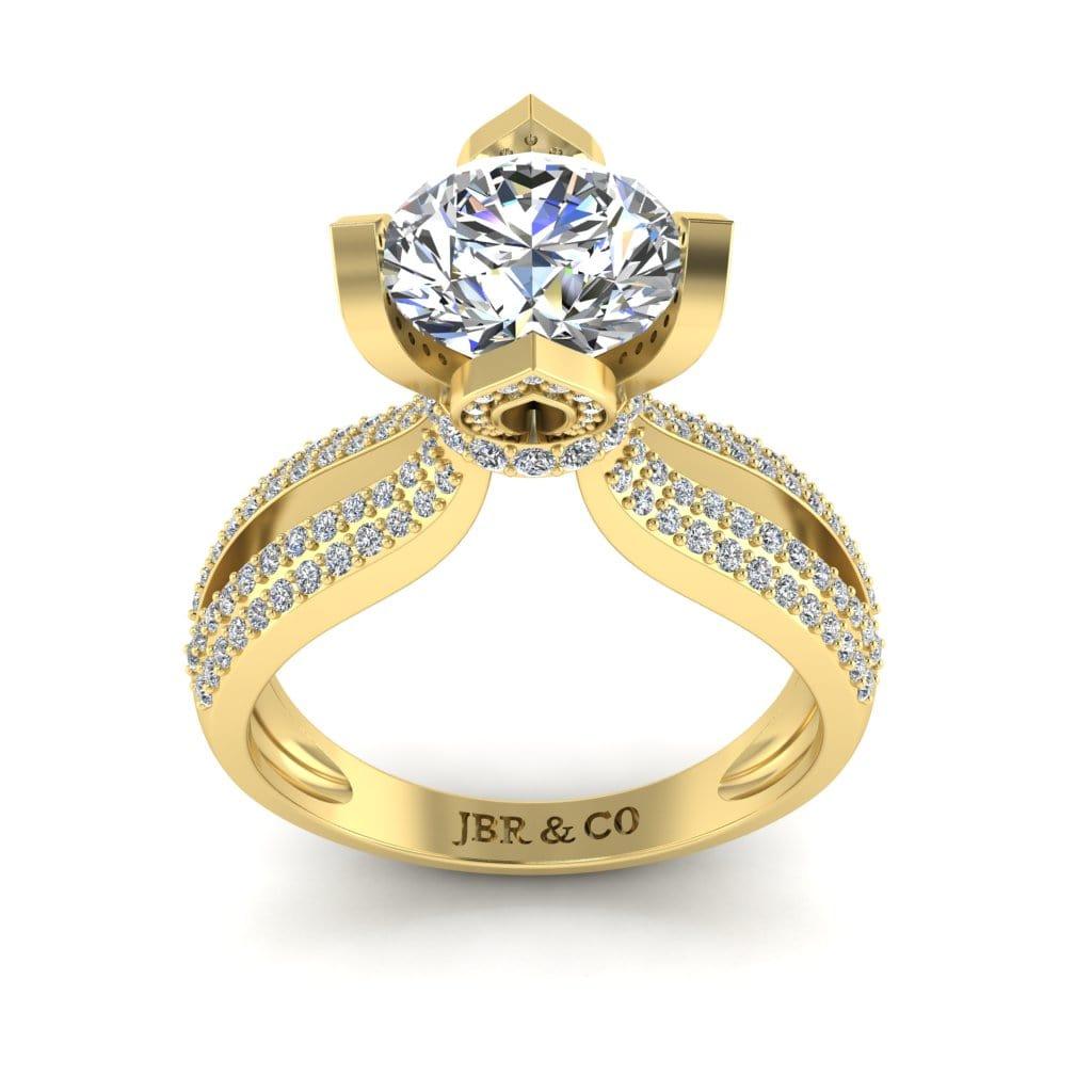 JBR Lotus 2.0CT Round Cut Sterling Silver Engagement Ring - JBR Jeweler