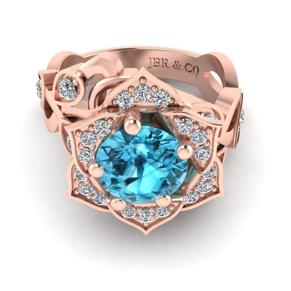 JBR Jeweler Silver Ring 3 / Silver Rose Gold Plated JBR Lotus Floral Design S925 Ring
