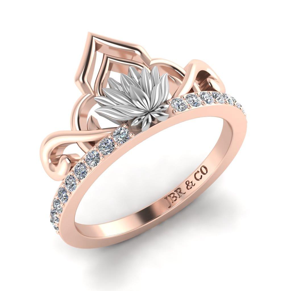 JBR “Lotus” Princess Tiara Round Cut Sterling Silver Ring - JBR Jeweler