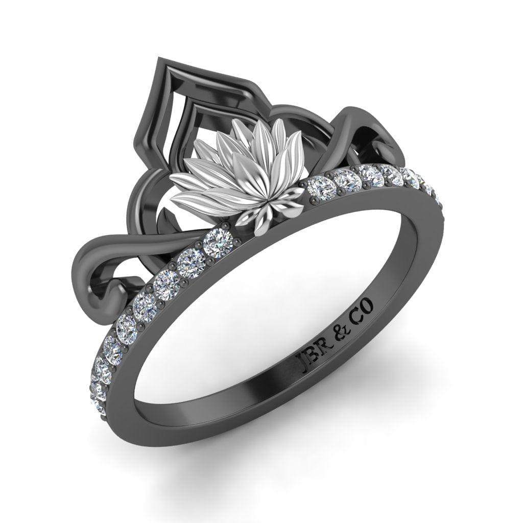 JBR “Lotus” Princess Tiara Round Cut Sterling Silver Ring - JBR Jeweler