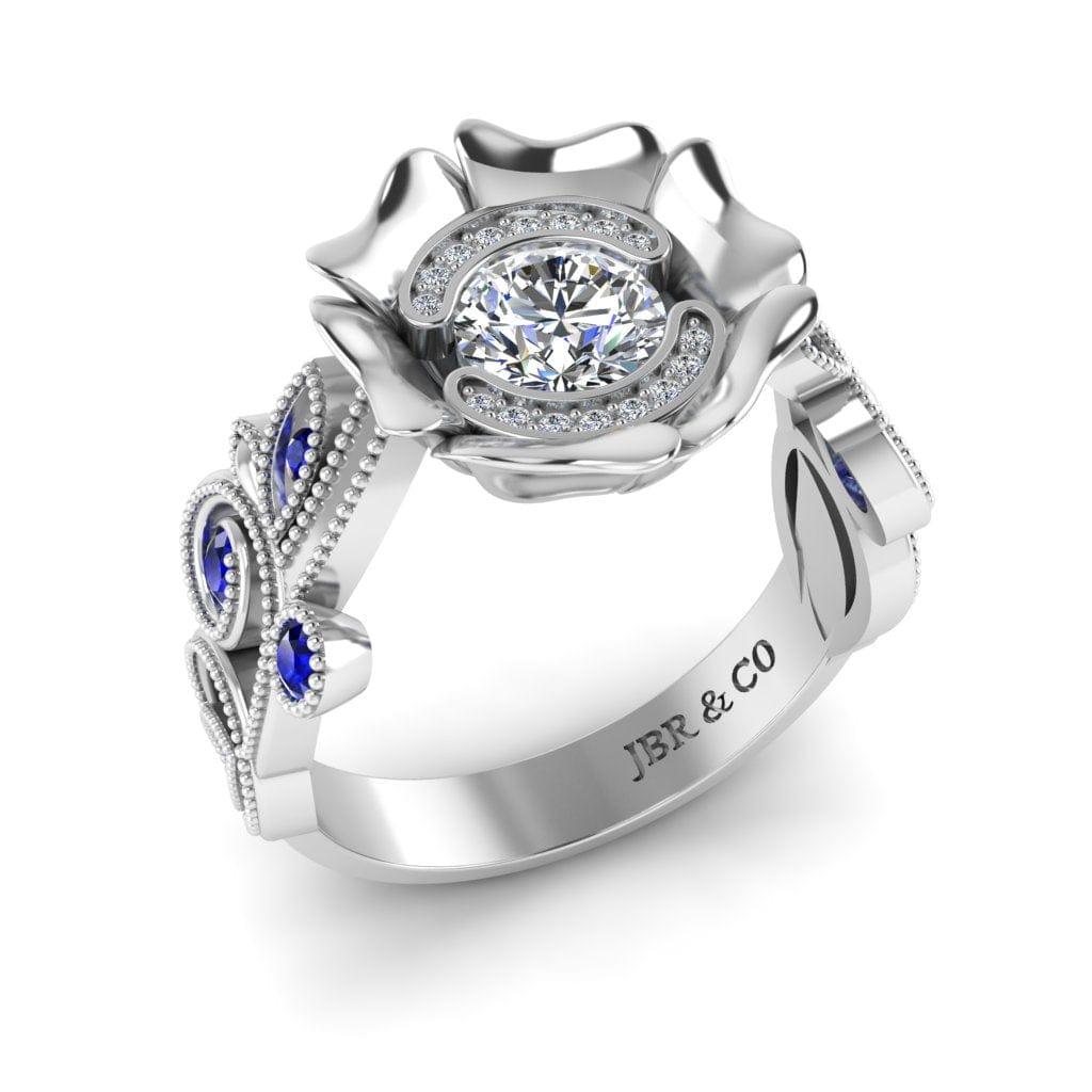 JBR Lotus Round Cut Sterling Silver Promise Ring - JBR Jeweler