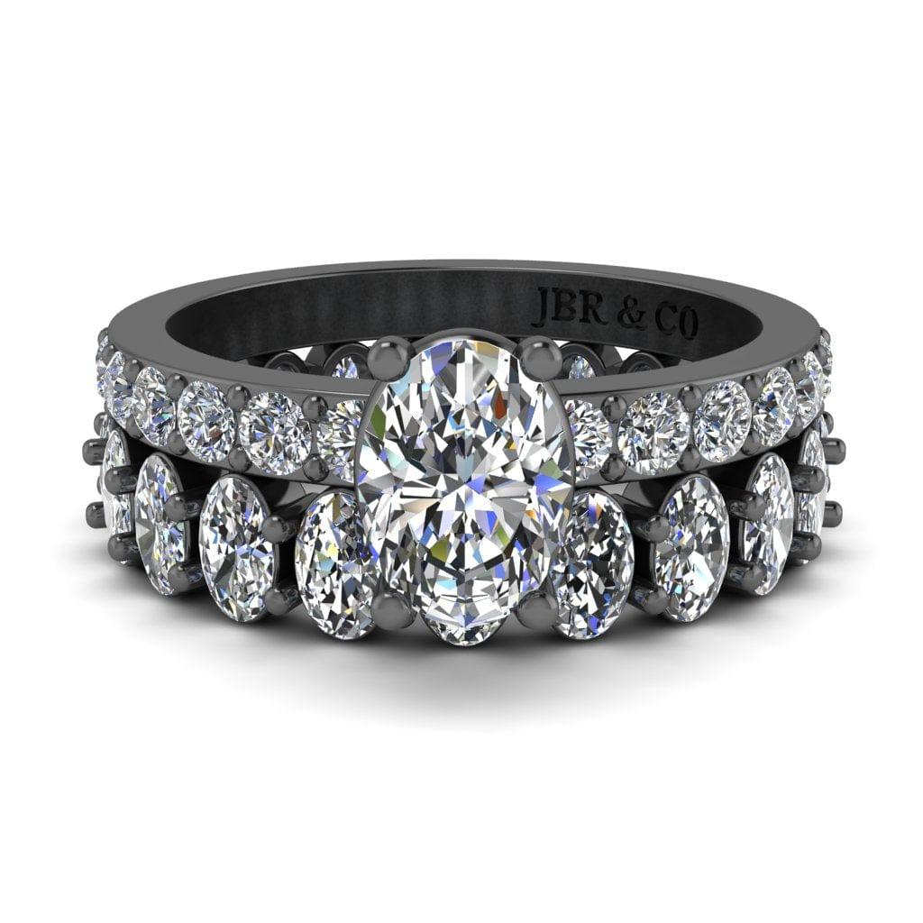 JBR Luxurious Oval Cut Eternity Sterling Silver Ring Set - JBR Jeweler