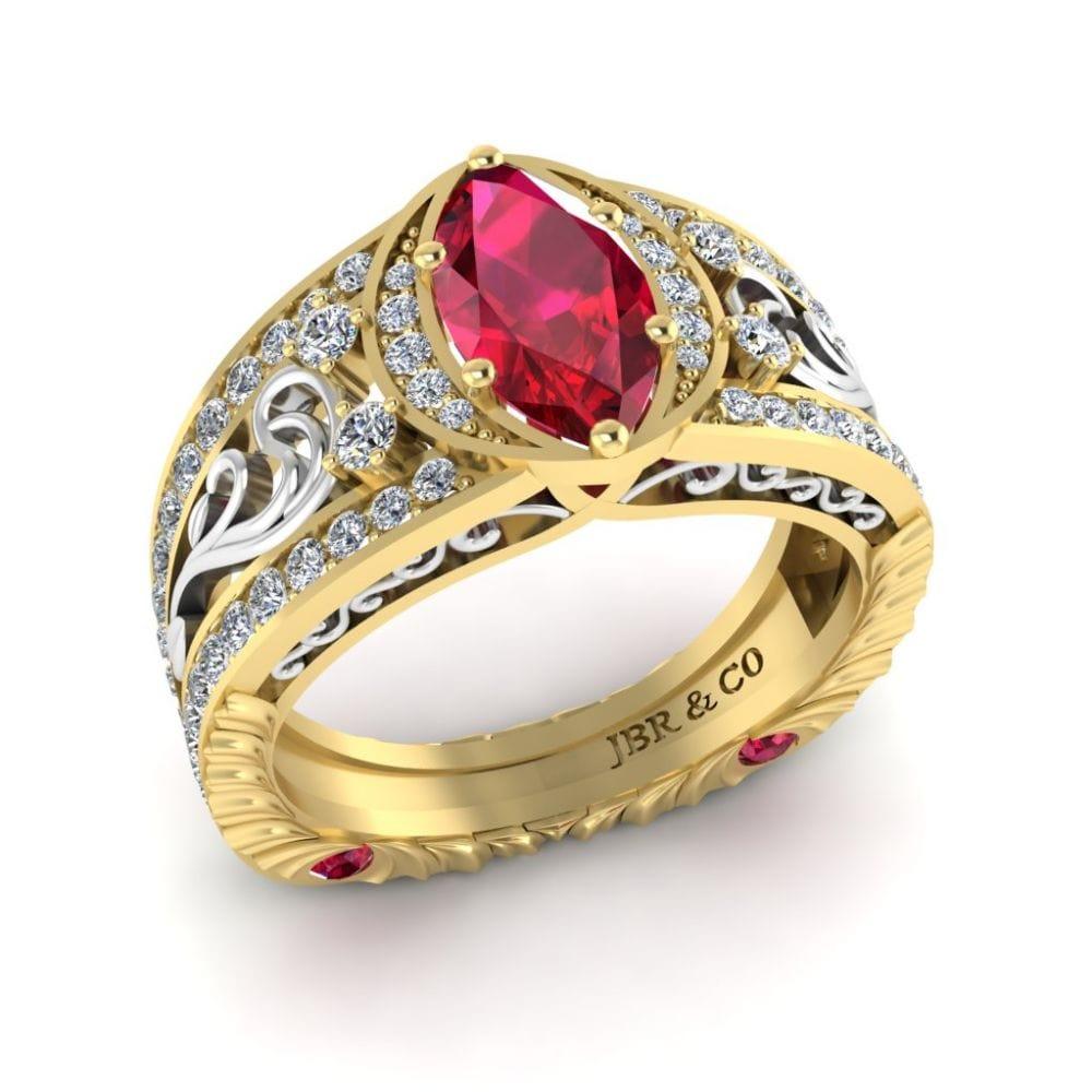 JBR Marquise Cut Ruby Engagement Ring In Sterling Silver - JBR Jeweler