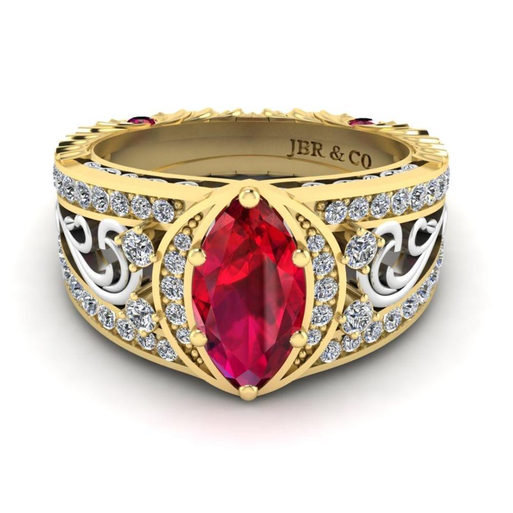 JBR Marquise Cut Ruby Engagement Ring In Sterling Silver - JBR Jeweler