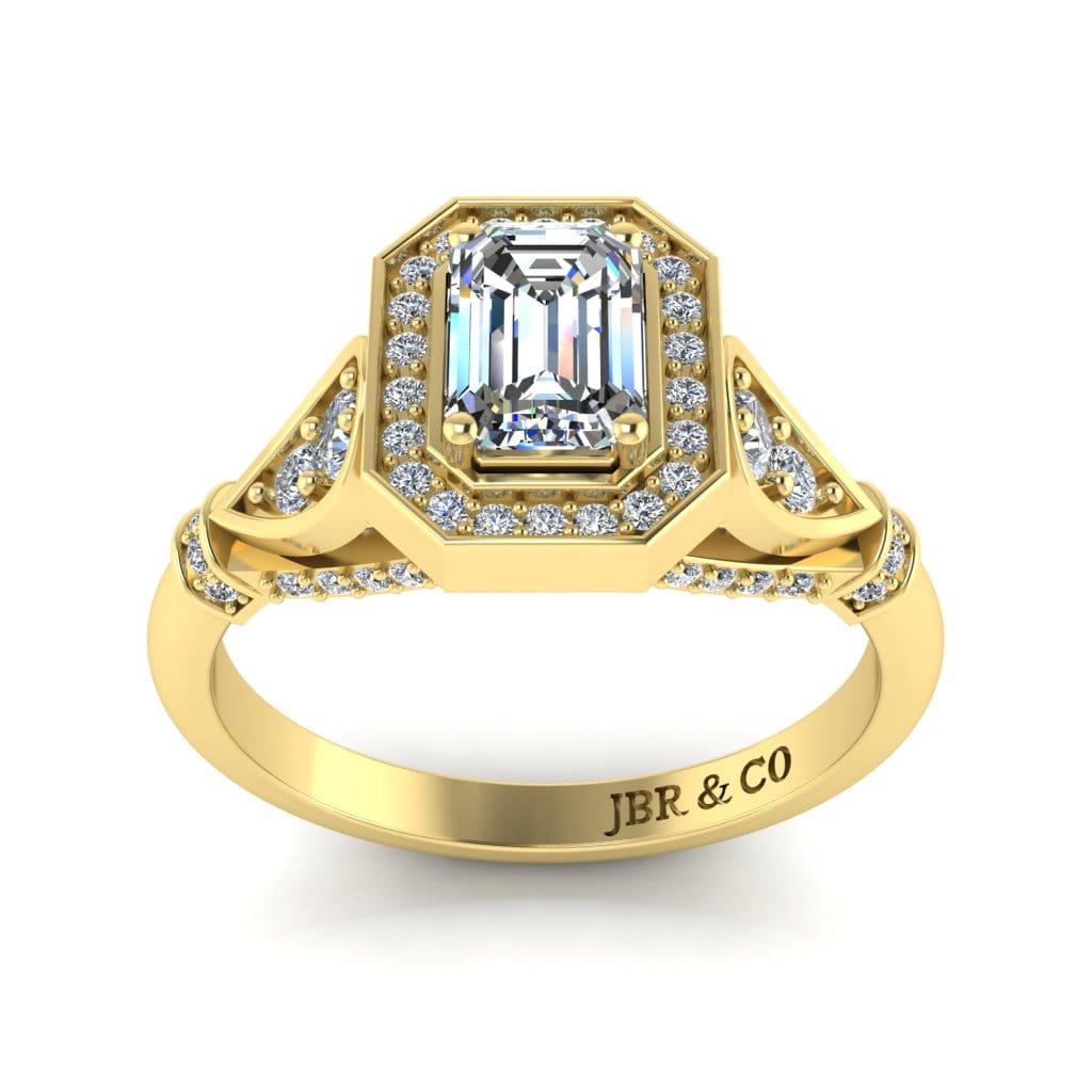 JBR Milgrain Cathedral Halo Sterling Silver Engagement Ring - JBR Jeweler