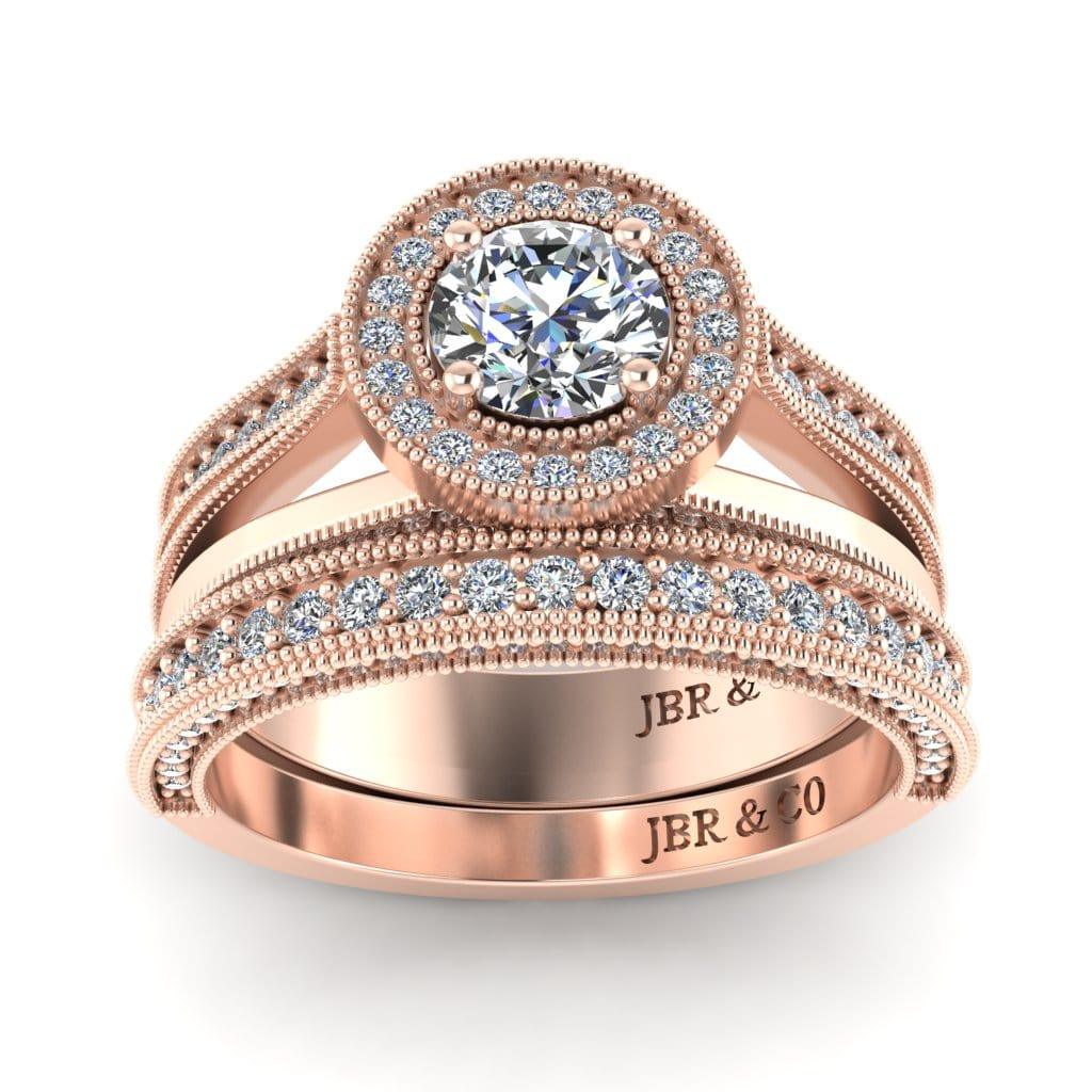 JBR Milgrain Round Cut Sterling Silver Ring Set - JBR Jeweler