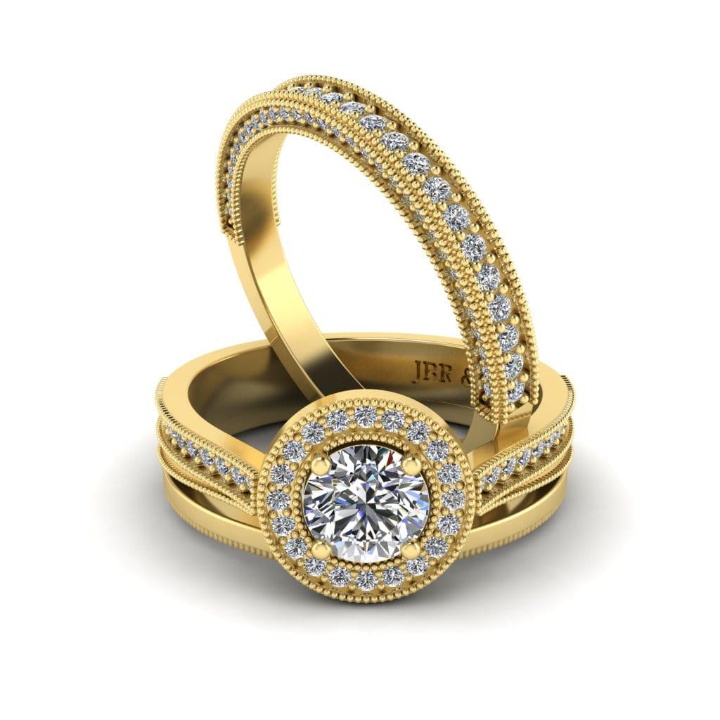 JBR Milgrain Round Cut Sterling Silver Ring Set - JBR Jeweler