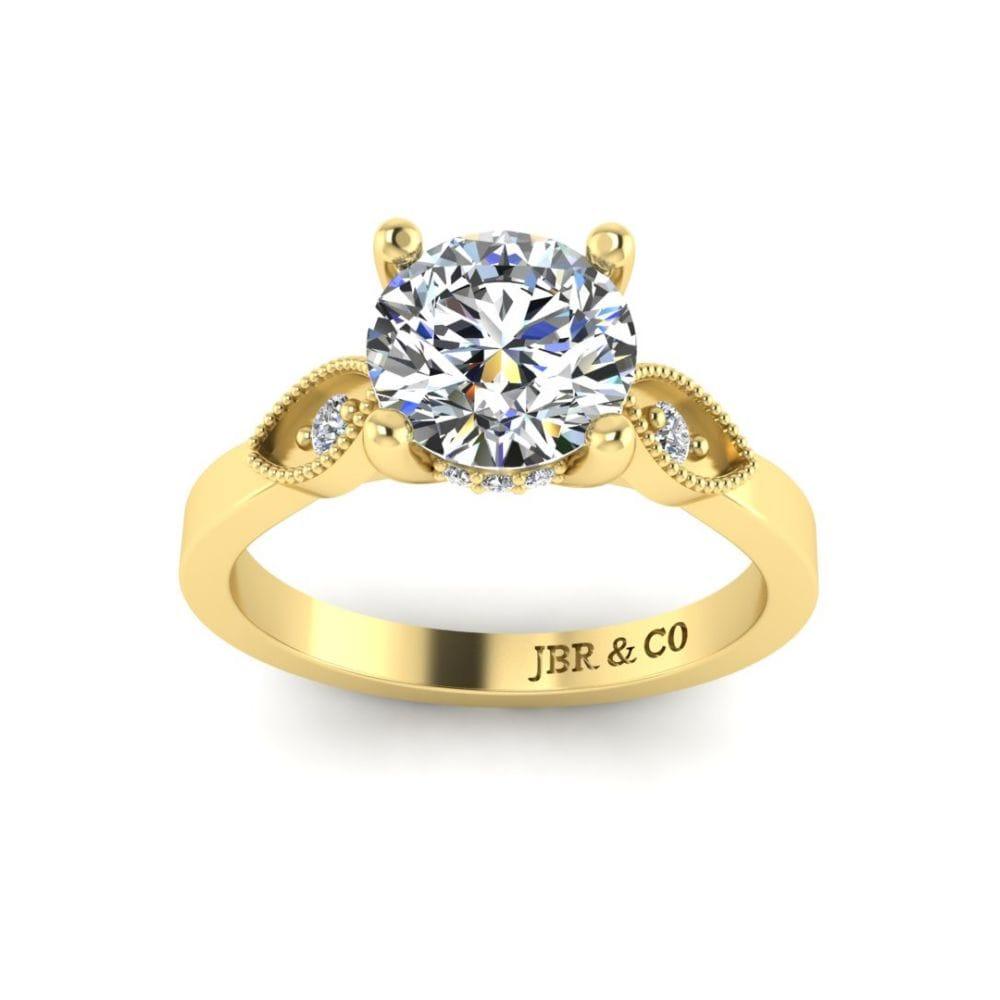 JBR Milgrain Three Stone Round Cut Sterling Silver Ring - JBR Jeweler