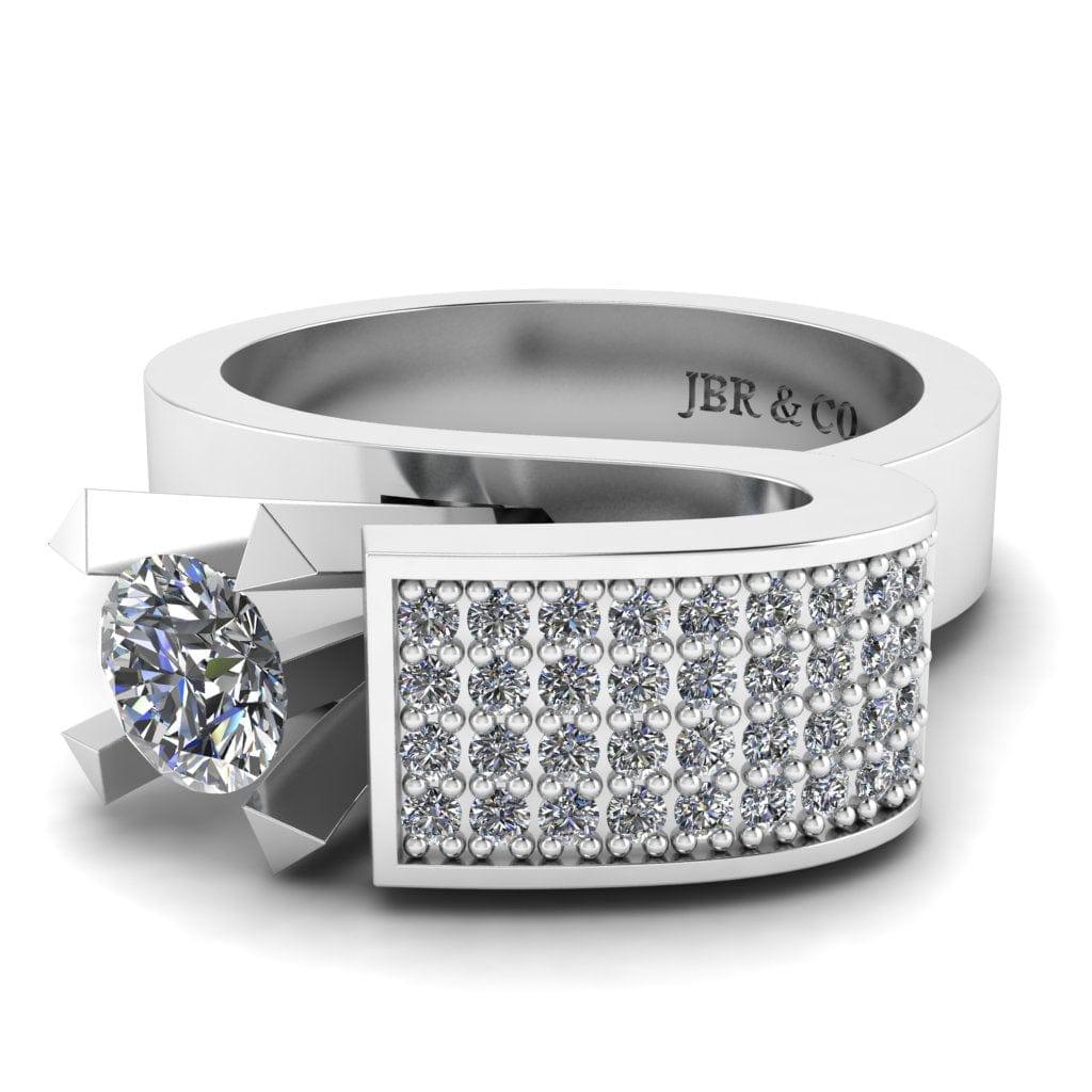 JBR Modern Unique Style Round Cut Sterling Silver Ring for Men and Women - JBR Jeweler