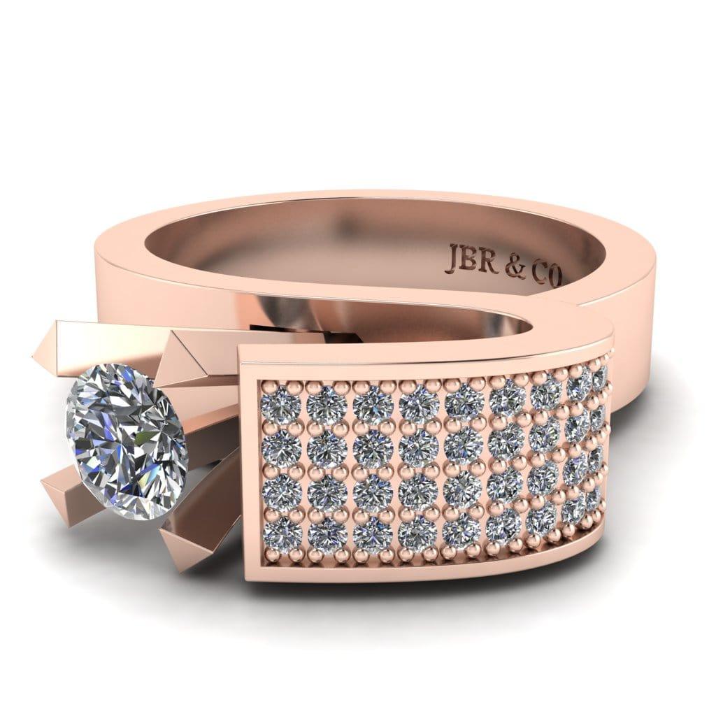 JBR Jeweler Silver Ring 3 / Silver Rose Gold Plated JBR Modern Unique Style Round Cut Sterling Silver Ring for Men and Women