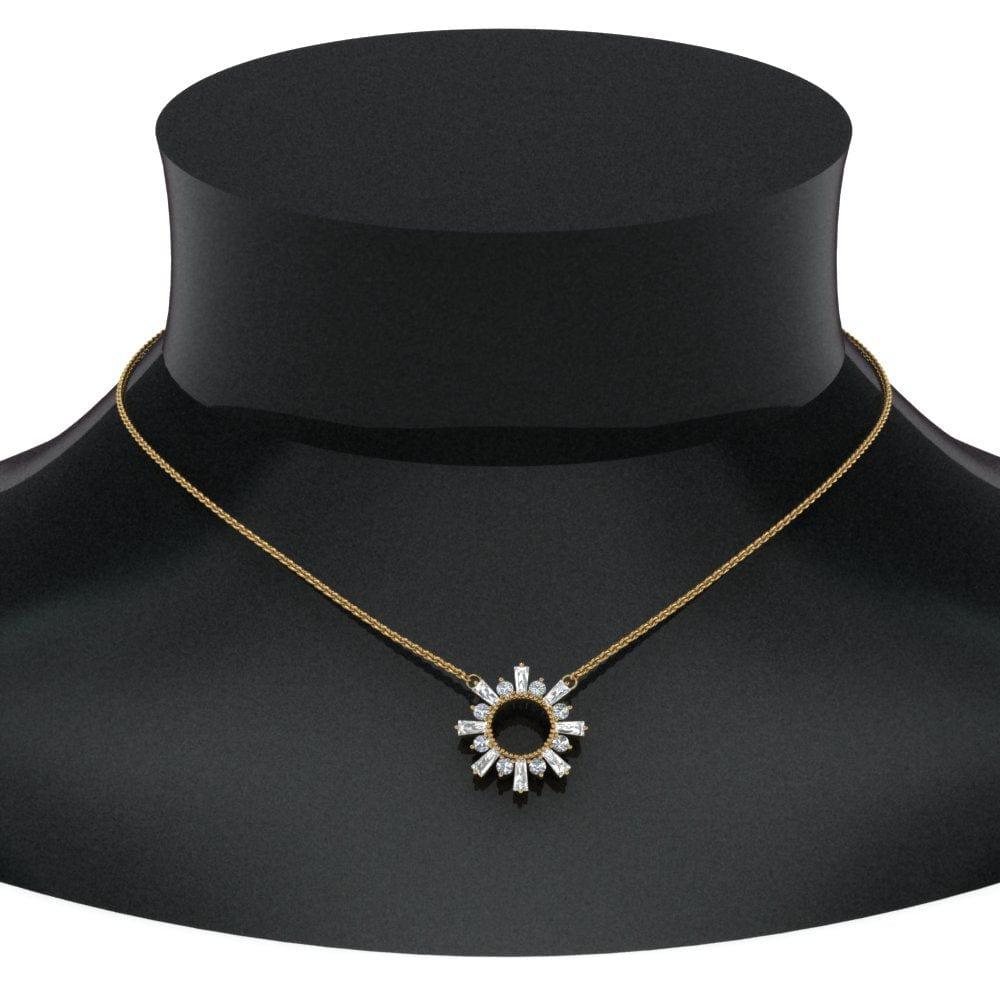 JBR Open Circle Baguette Diamond S925 Silver Pendant - JBR Jeweler
