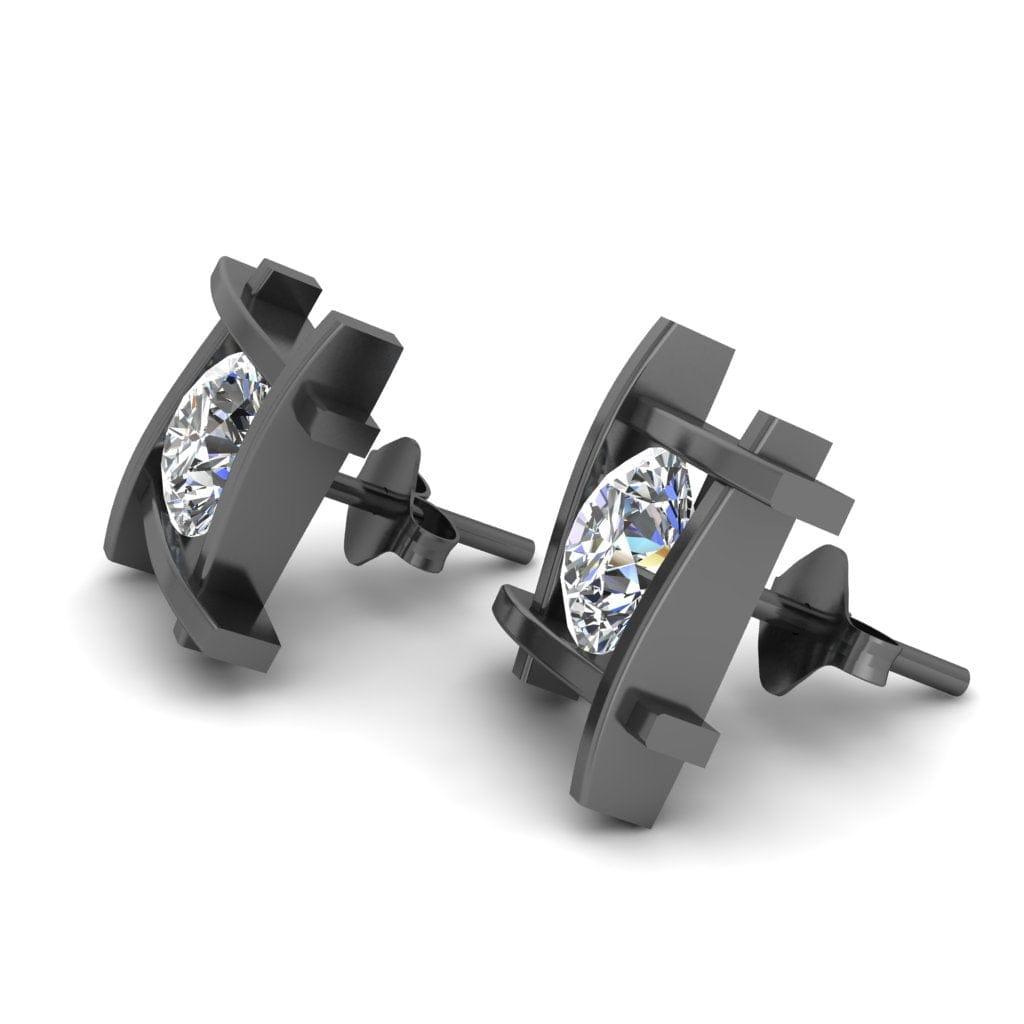 JBR Open Frame Round Cut Diamonds Stud Earrings In Sterling Silver - JBR Jeweler