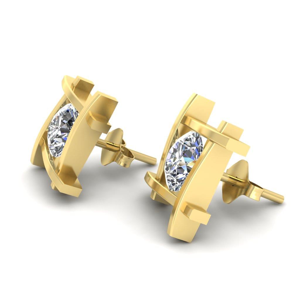JBR Open Frame Round Cut Diamonds Stud Earrings In Sterling Silver - JBR Jeweler
