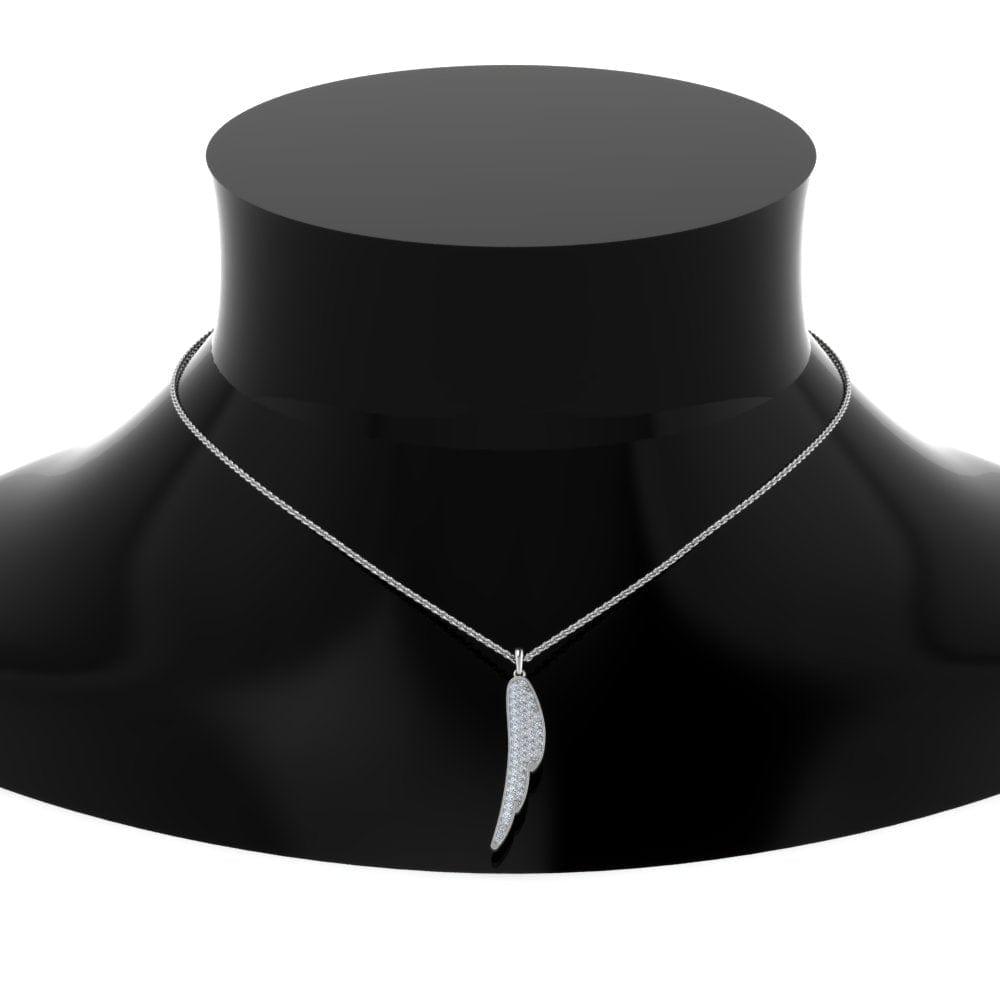 JBR Jeweler Silver Necklaces JBR Pave Cluster Wing Diamond Sterling Silver Pendant