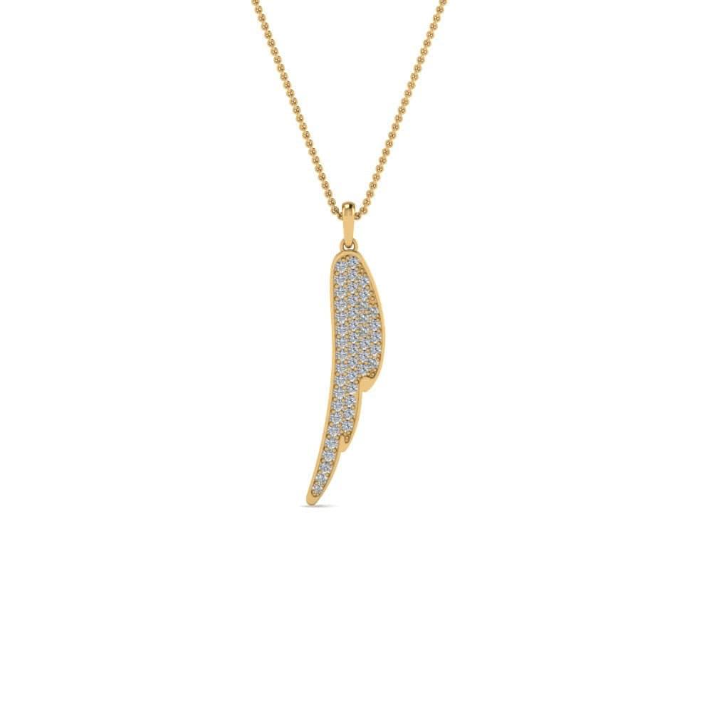 JBR Jeweler Silver Necklaces 18 / Silver Yellow Gold Finish JBR Pave Cluster Wing Diamond Sterling Silver Pendant