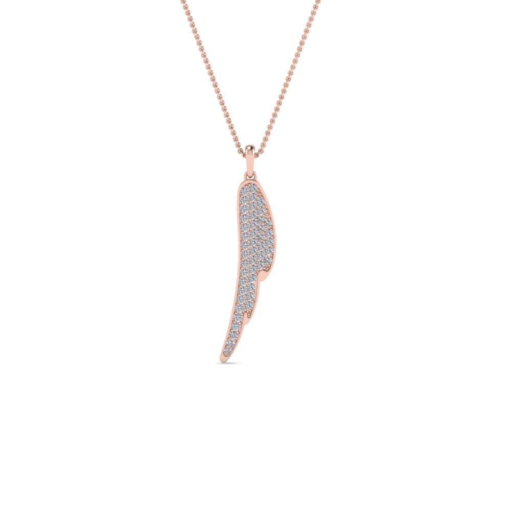 JBR Jeweler Silver Necklaces 18 / Silver Rose Gold Finish JBR Pave Cluster Wing Diamond Sterling Silver Pendant