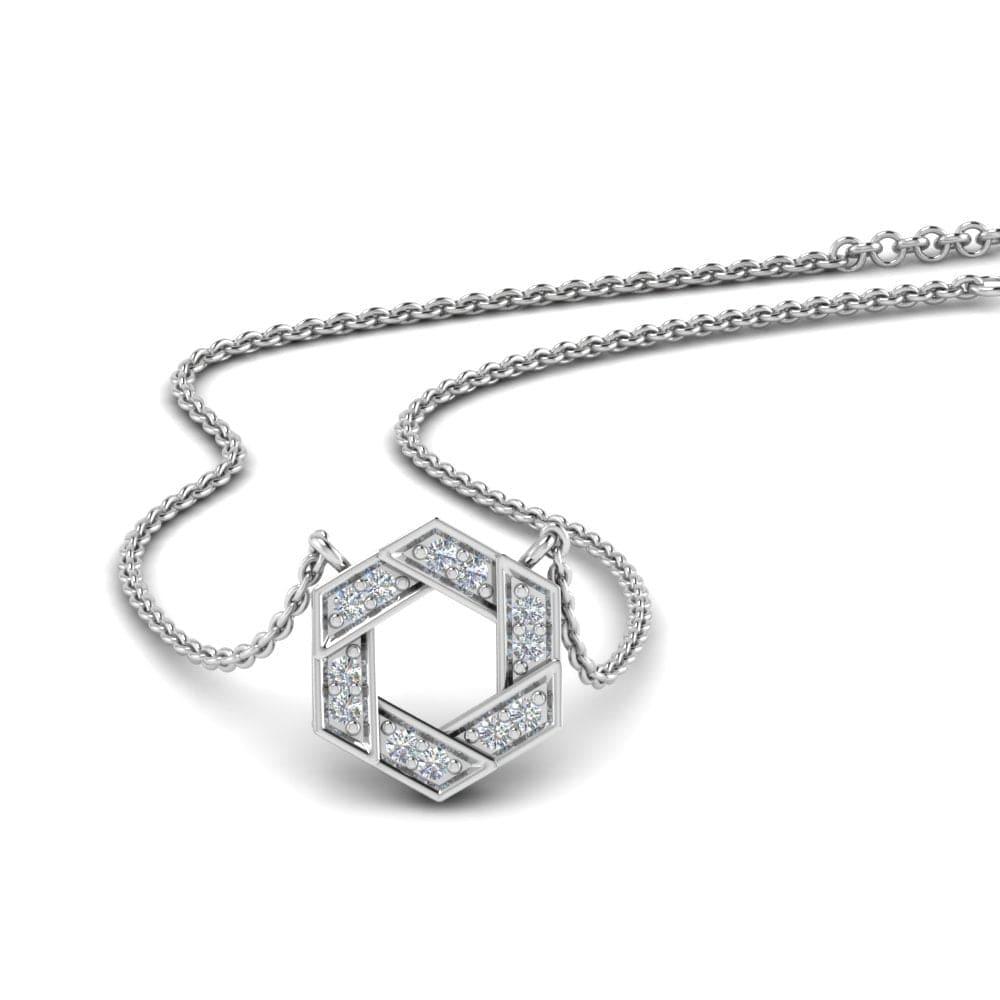 JBR Pave Hexagon Diamond Sterling Silver Pendant - JBR Jeweler