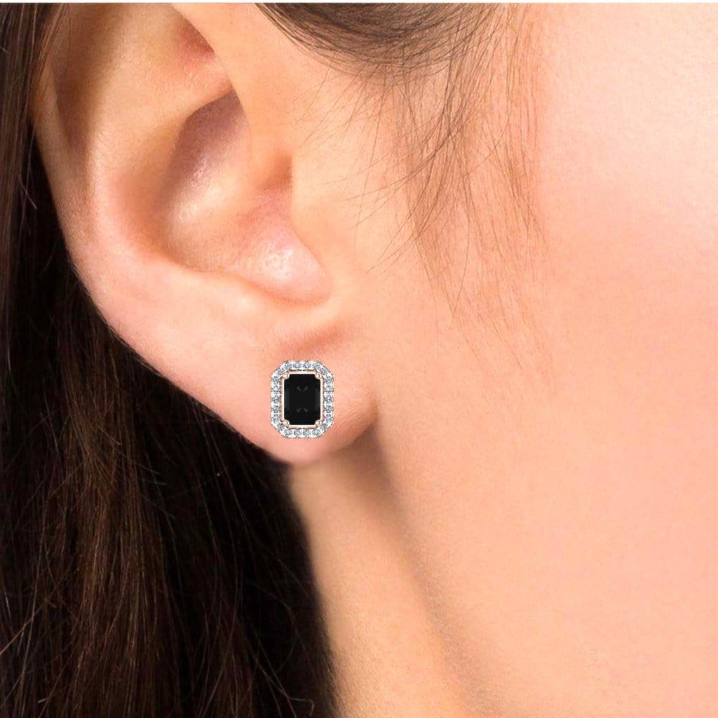 JBR Pave Set Halo Black Diamonds Sterling Silver Stud Earrings - JBR Jeweler