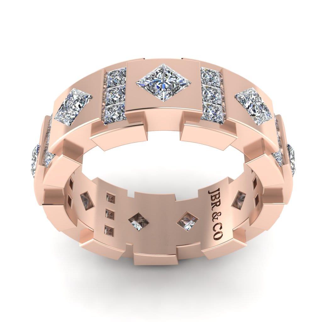 JBR Princess Cut Diamonds Sterling Silver Unisex Band - JBR Jeweler