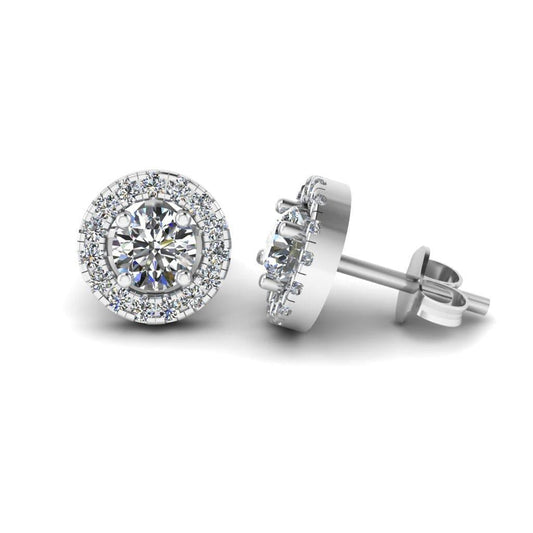 JBR Prong Set Halo Diamonds Stud Earrings In Sterling Silver - JBR Jeweler