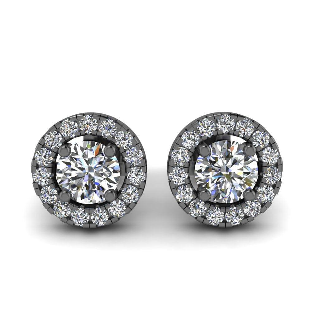 JBR Prong Set Halo Diamonds Stud Earrings In Sterling Silver - JBR Jeweler