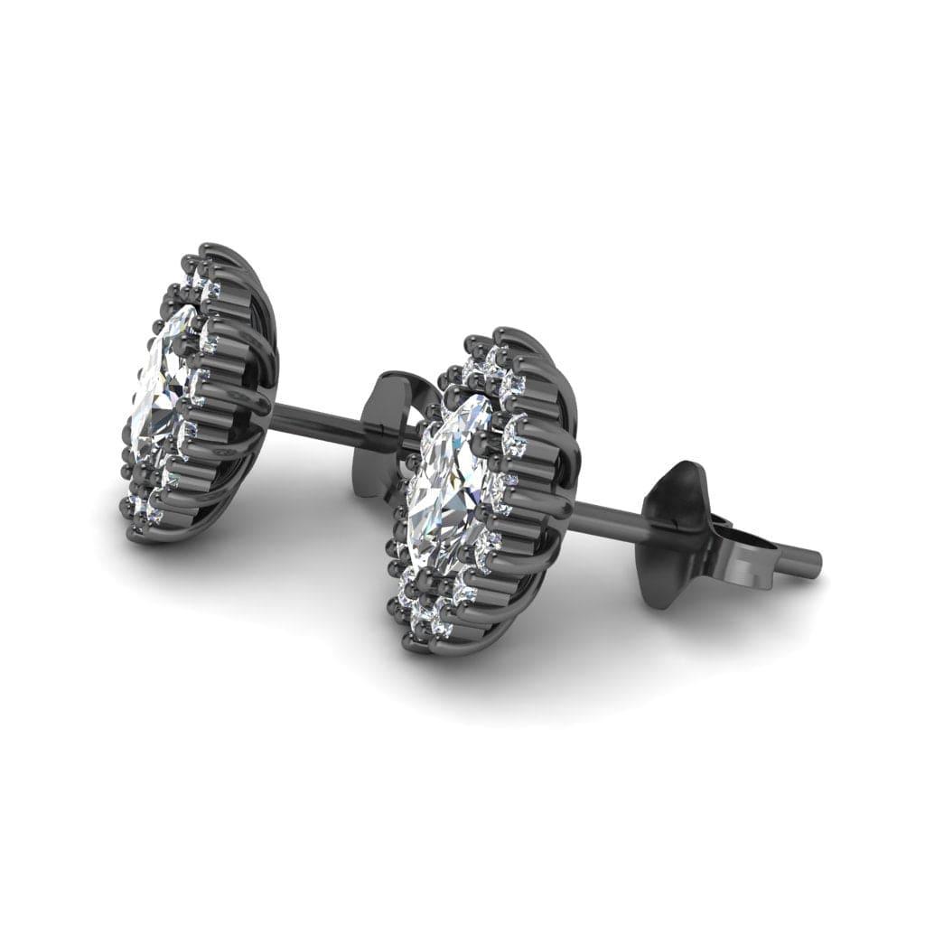 JBR Jeweler Silver Earring JBR Prong Set Halo Oval Cut Sterling Silver Stud Earrings