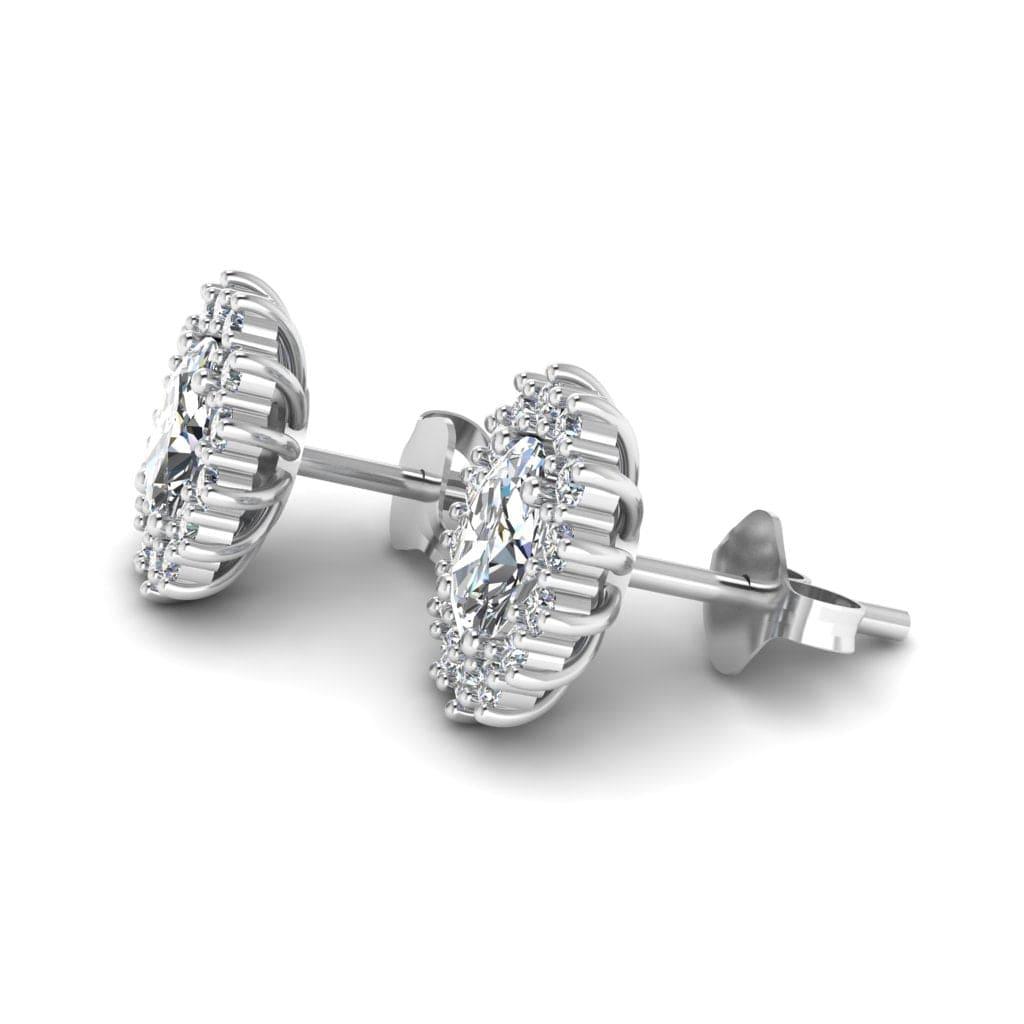 JBR Prong Set Halo Oval Cut Sterling Silver Stud Earrings - JBR Jeweler