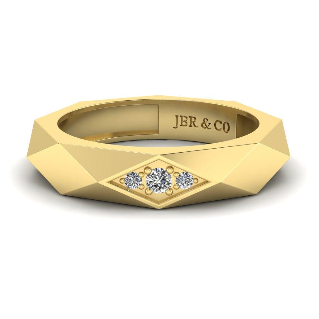 JBR Rhombus Design Round Cut Sterling Silver Band for Men and Women - JBR Jeweler