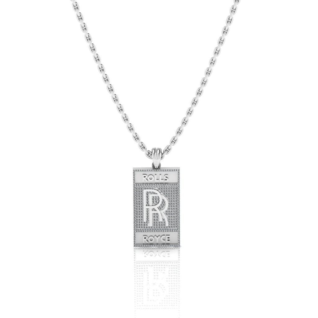 JBR Jeweler Silver Necklaces 14 / Silver JBR Rolls Royse Sign Diamond Sterling Silver Necklace