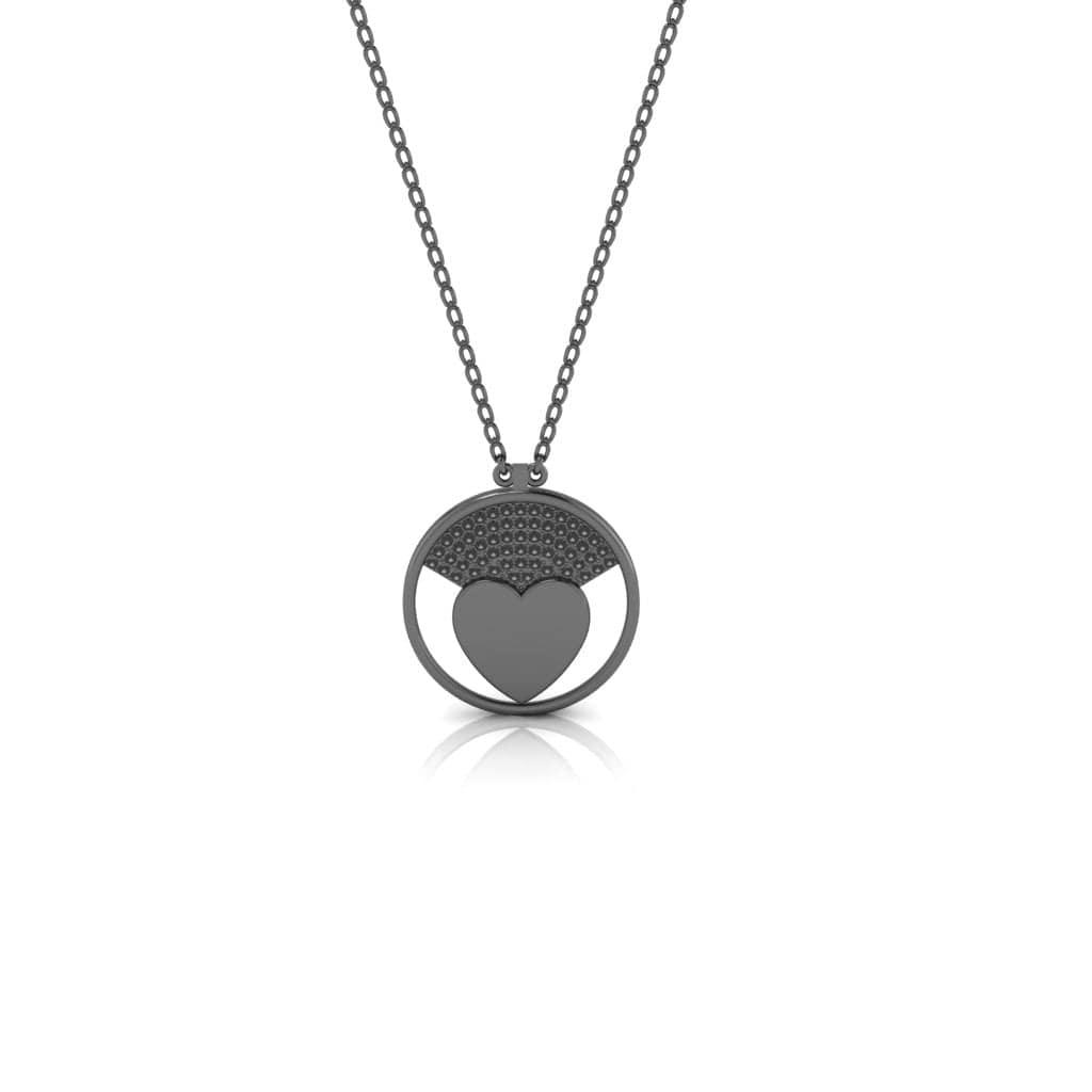 JBR Jeweler Silver Necklaces 14 / Silver Black Rhodium Plated JBR Romantic Heart Sterling Silver Necklace